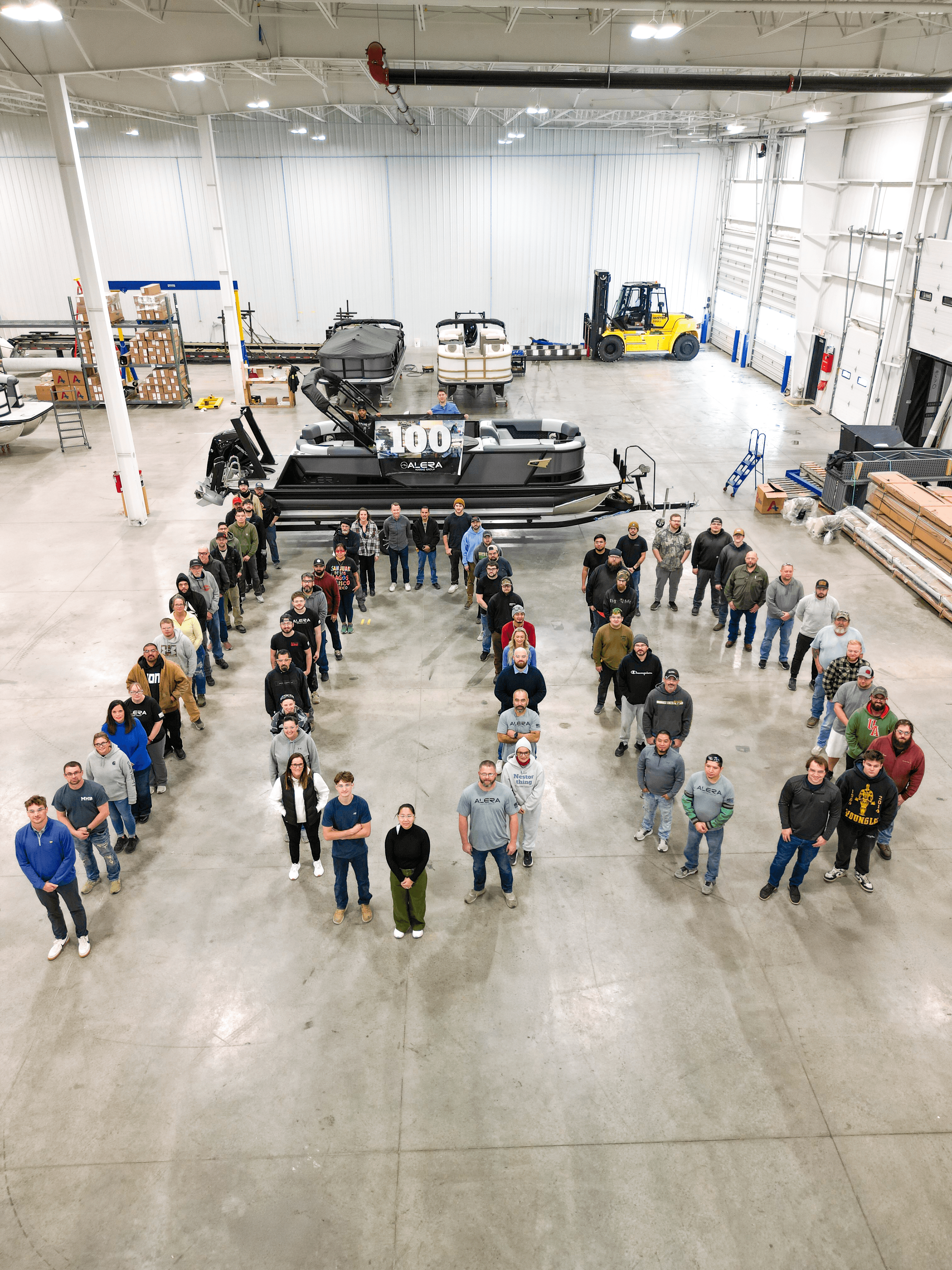 Alera Marine celebrates production of 100th pontoon